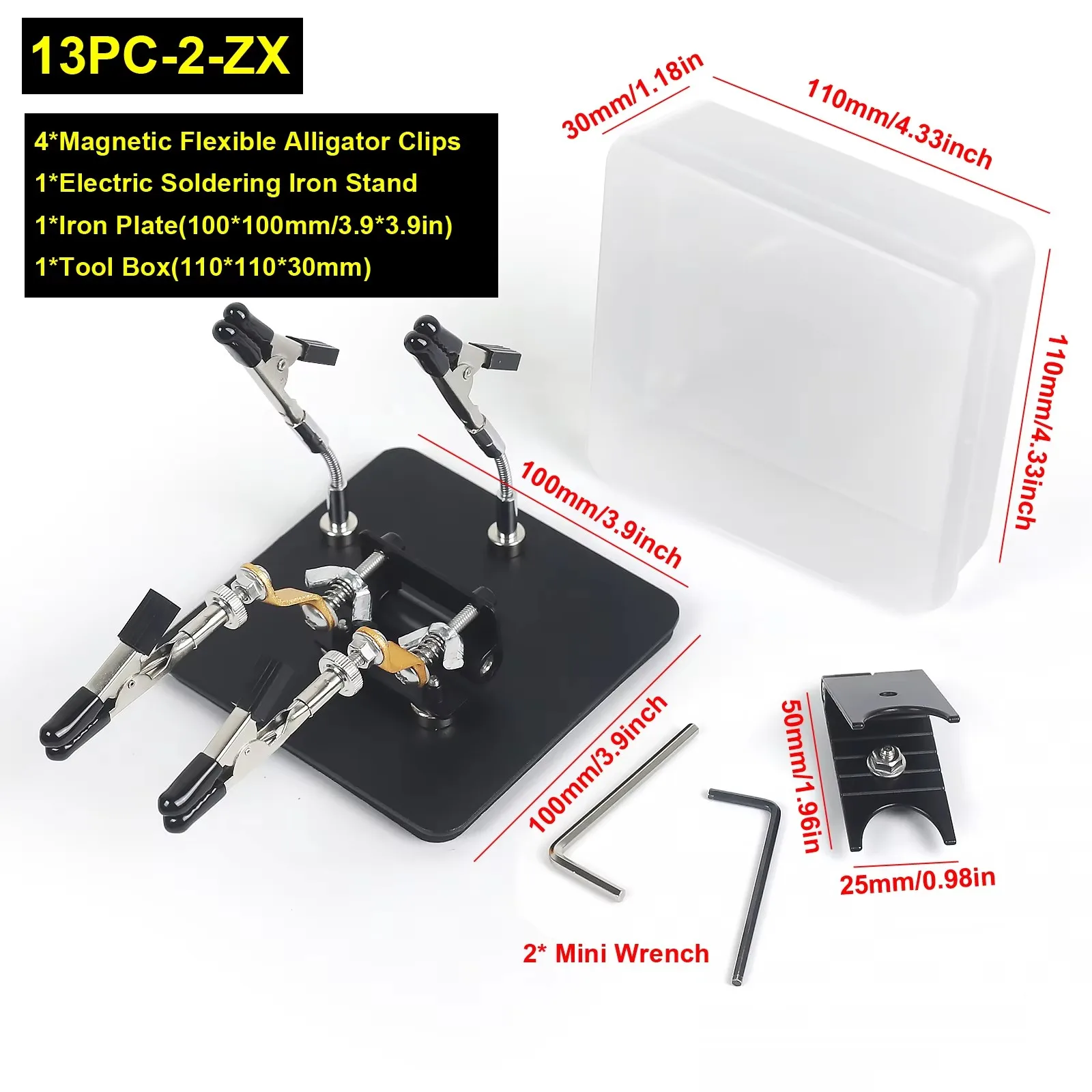 Magnetic Helping Hands Soldering Station with Adjustable PCB Holder Metal Flexible Arms Third Hand Tool for Electronic Repair