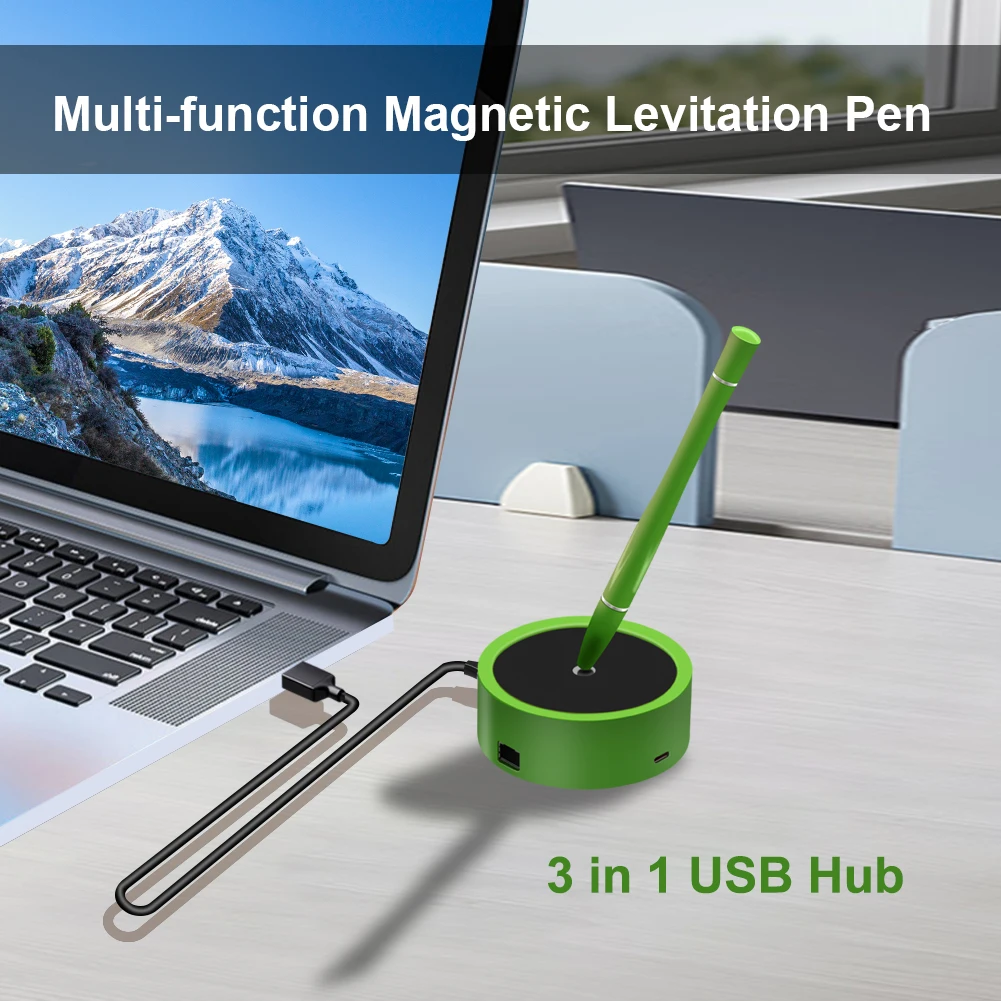 Caneta de levitação magnética com encaixe USB3.0-C + USB-C + USB-A + Gigabit RJ45 1000Mbps RJ45