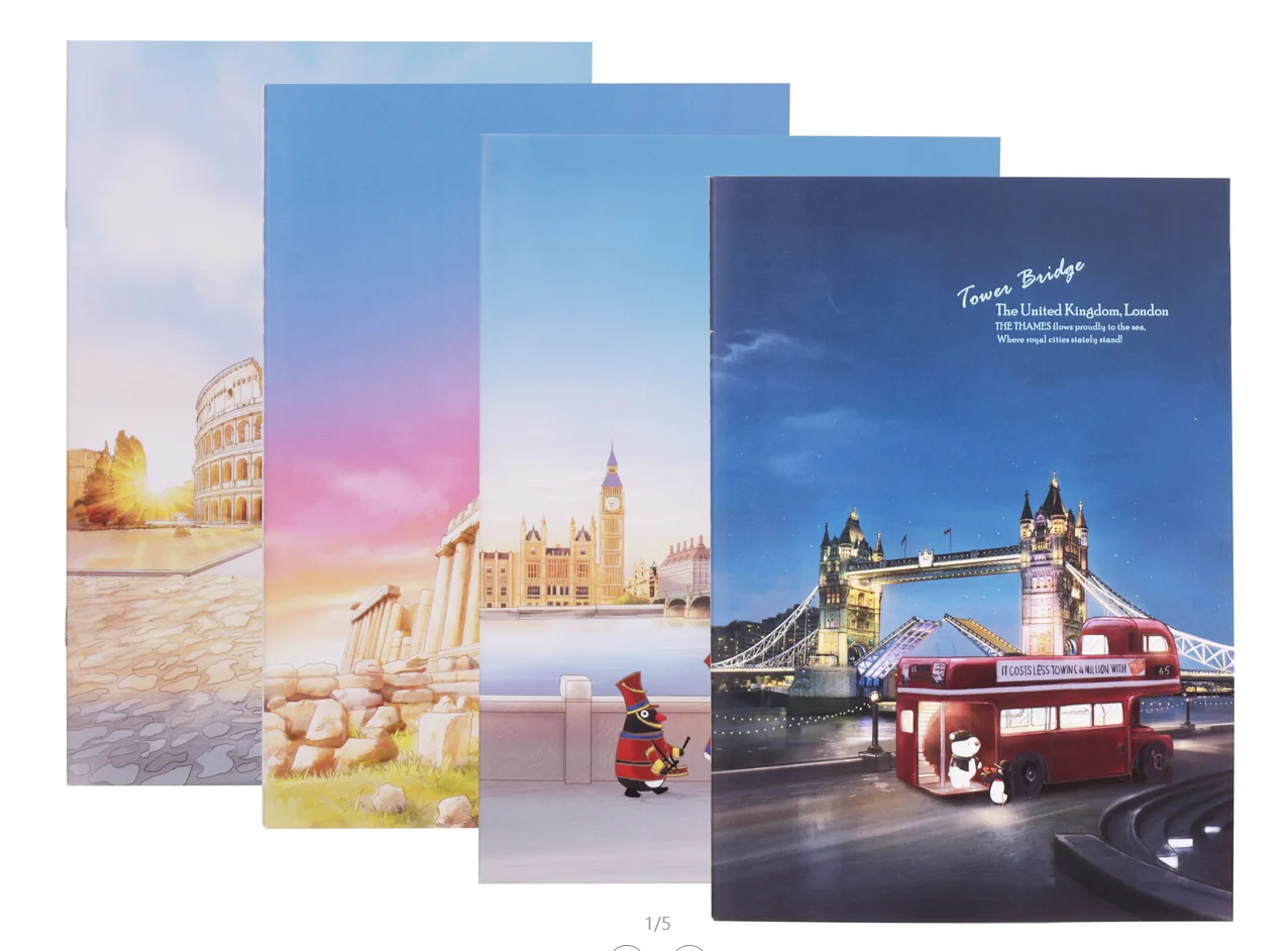 Comix CS420 A5 student notebook 32sheets 4pcs/set Cartoon Cute Hand-drawn Style Series Horizontal Line Economic Style 4 Pattern