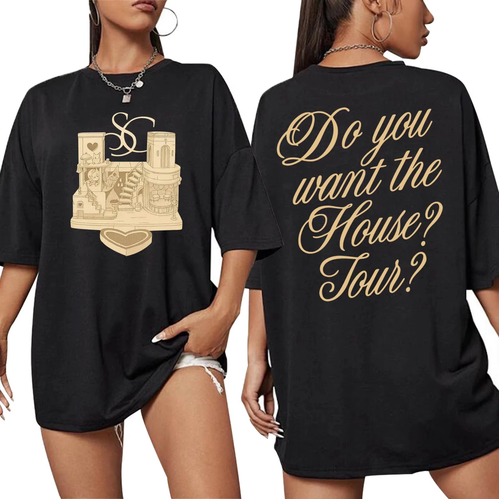 Sabrina Carpenter Merch 2026 DO YOU WANT THE HOUSE TOUR Graphic T-shirt New Fashion Fans Gift Kpop Clothes Women Men Streetwear