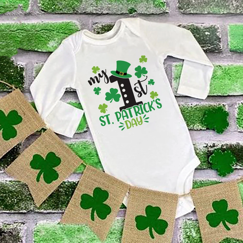 

My 1st St. Patrick's Day Print Bodysuits Boys Girls Clothing Newbron First St. Patrick's Day Outfit Gift Romper Infant Bodysuit