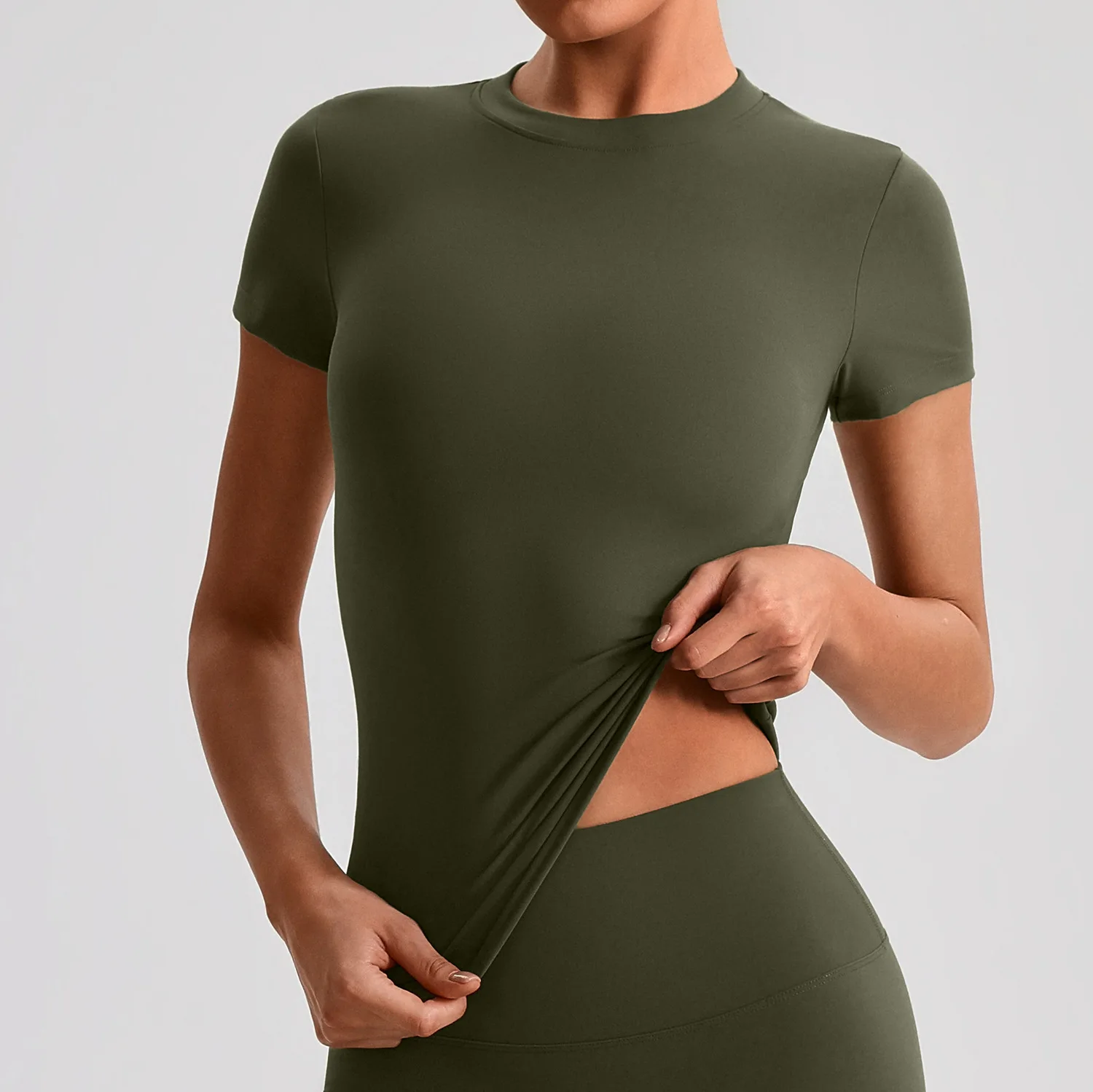 

Однотонная мягкая облегающая спортивная майка для женщин, футболка для йоги с коротким рукавом, дышащий топ для спортзала, для комплексных тренировок и бега