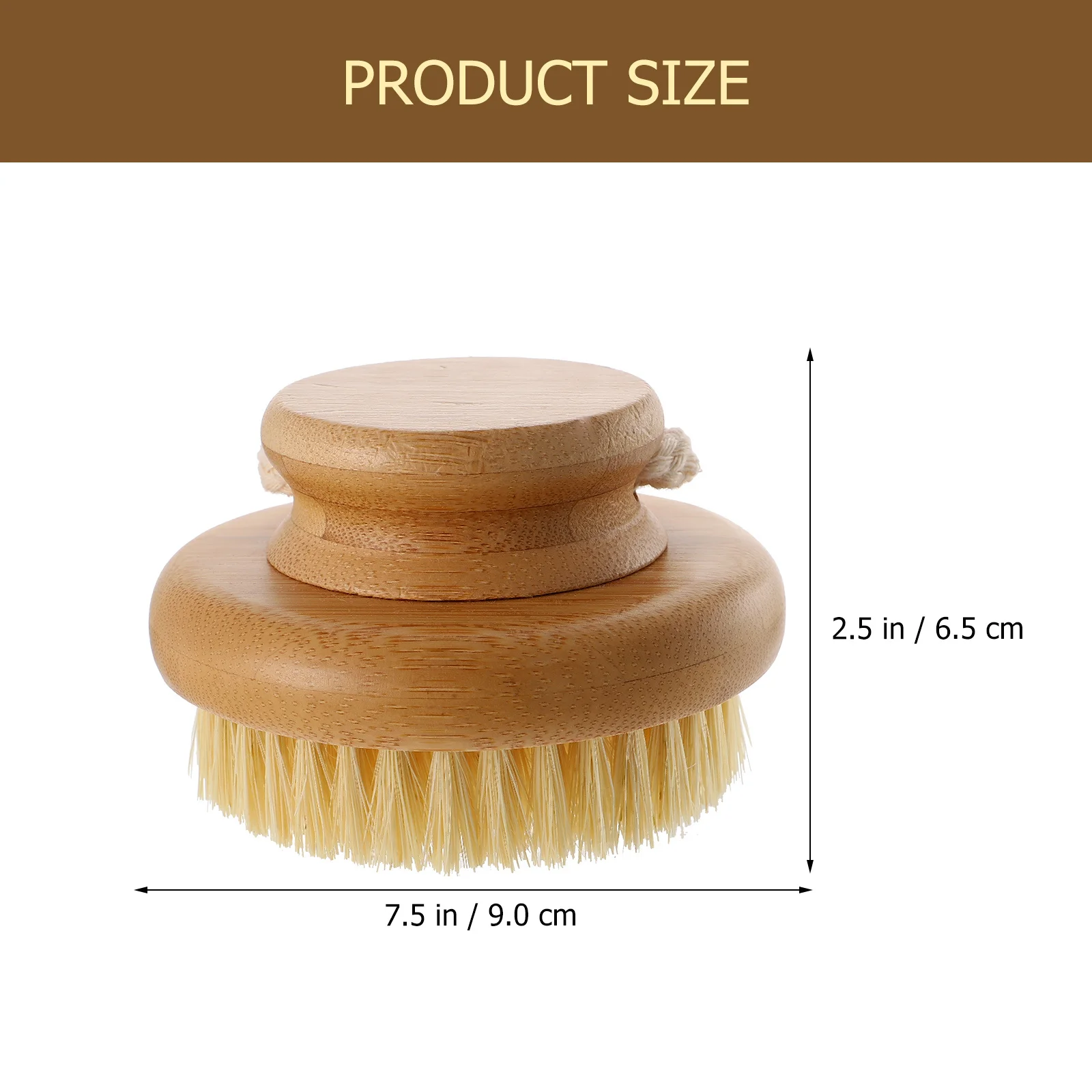 

1pcs Bath Brush For Body Exfoliating Cleaning Round Design Shower Back Scrubber Body Bath Scrubber Bamboo Handle Bathing Tool