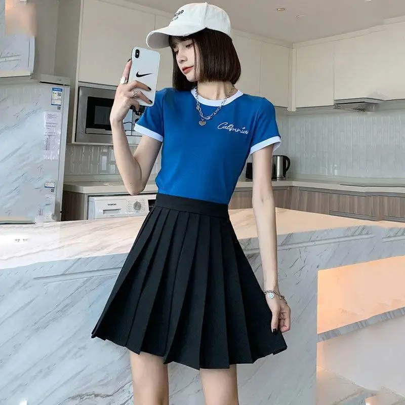 Skirts Women Pleated High Waist Solid Casual Streetwear All-match Korean Style Trendy Novelty Daily Womens Comfortable