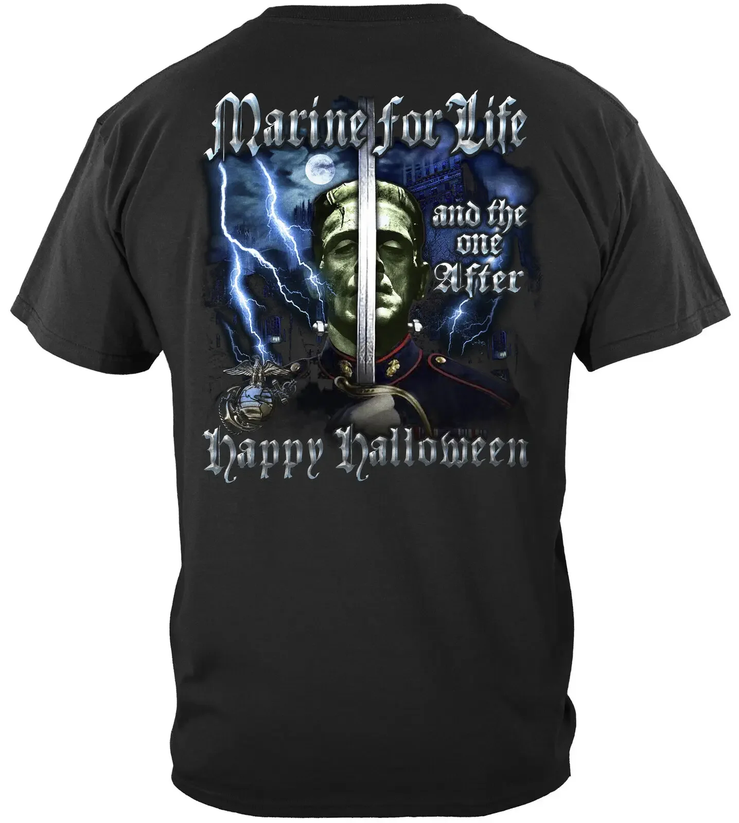 US Marine Corps USMC Halloween Marine T-Shirt 100% Cotton O-Neck Summer Short Sleeve Casual Mens T-shirt Size S-3XL