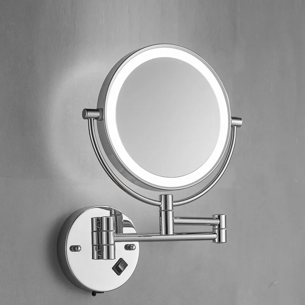 DSA retractable wall-mounted illuminated makeup mirror, multiple enlargement, double-sided rotating bathroom beauty dressing