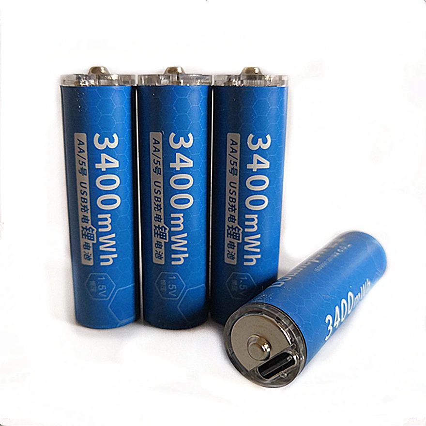 

4pcs/lot New 1.5V AA rechargeable battery 3400mWh USB rechargeable lithium battery fast charging via Micro USB cable