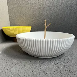 Large Striped Bowl Vessel Concrete Mold Suitable for Making Cement Epoxy Resin Terrazzo Outdoor Plant Pot Silicone Mold Storage
