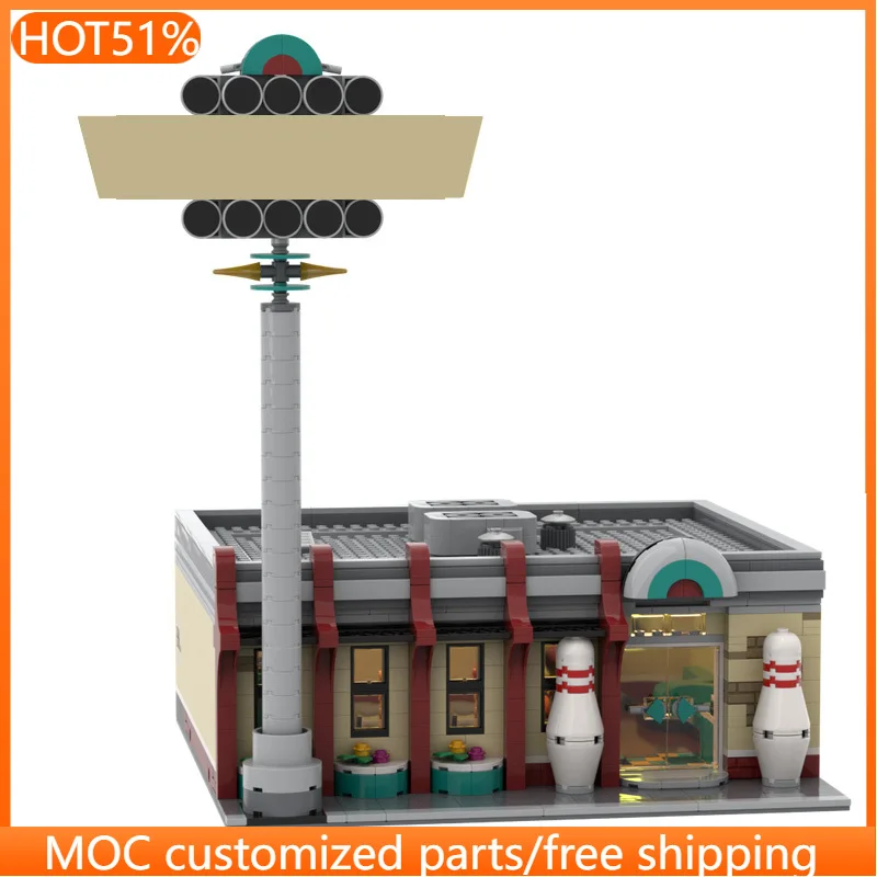 

Набор для сборки городской улицы с боулингом, 1529 деталей, 32x32, MOC, модульный конструктор, креативный дизайн, развивающая игрушка DIY, подарок на день рождения