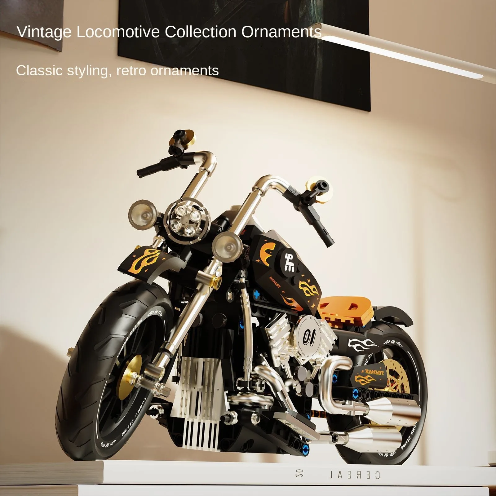 

Tuomu New Product T1007 Hanlei · Retro Motorcycle Children's Puzzle Assembly Building Blocks Decoration Toy Model Gift