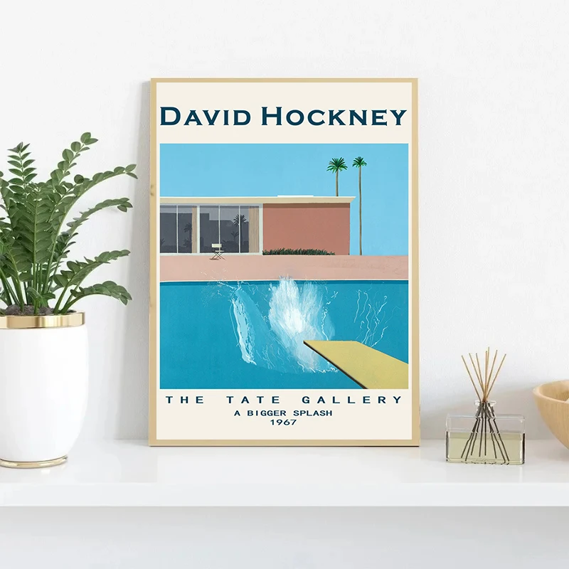 1PC frameless decorative art print,1pc frameless Canvas Painting David Hockney Art Exhibition Modern Minimalist Abstract Poster