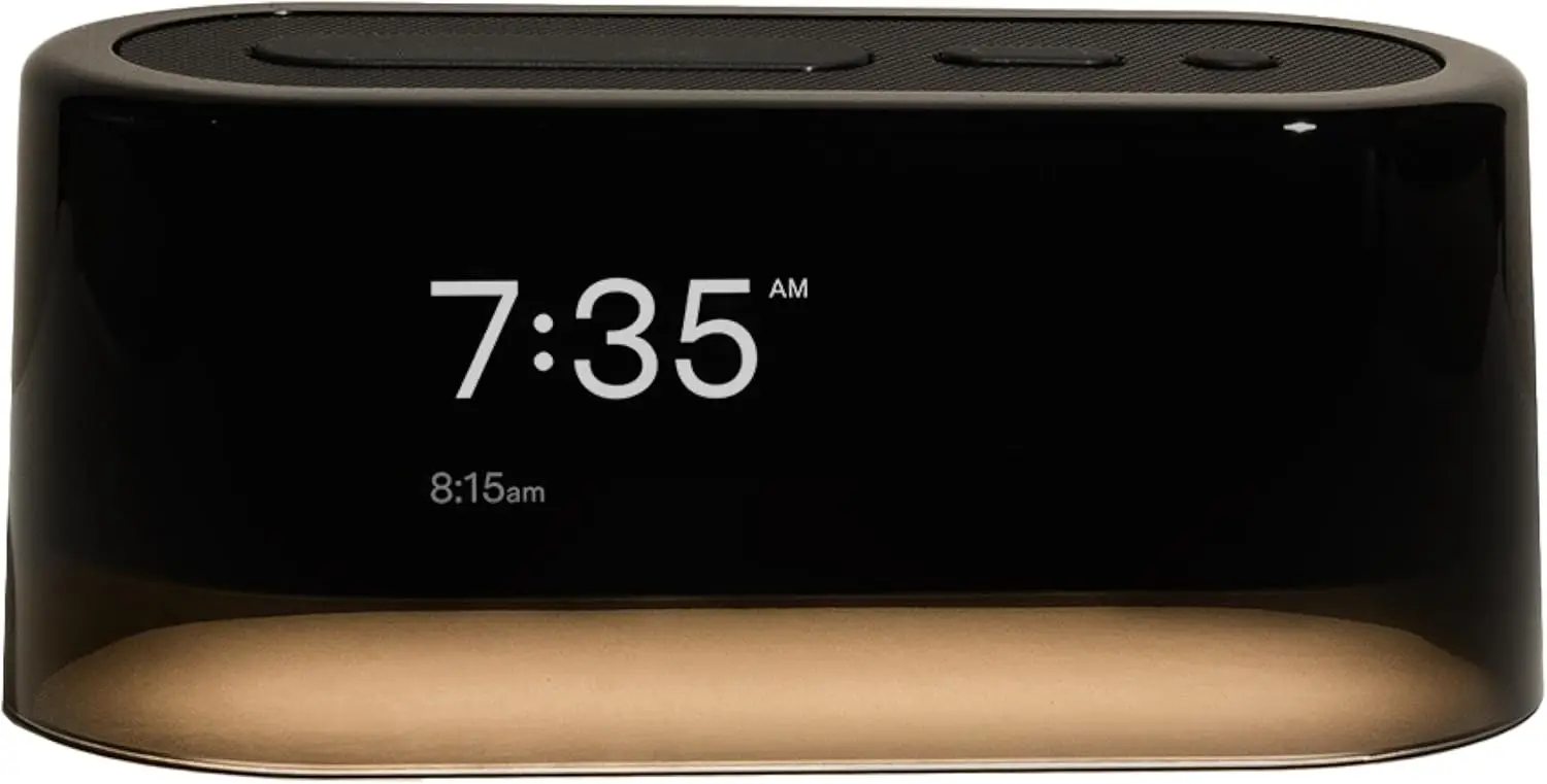 Smart Alarm Clock with White Noise, Bluetooth Speaker, Night Light, 100+ Sounds, Blackout Mode - Black