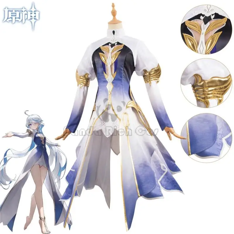 Focalors cosplay traje furina peruca jogo genshin impacto fontaine deus da justiça furina peruca cosplay conjunto completo feminino terno de halloween