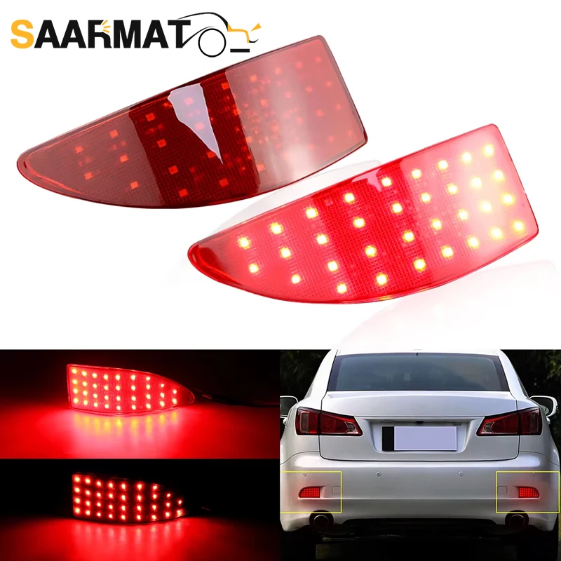 2PCS Canbus For Lexus IS 250 350 XE20 2006-2013&IS 250 220d 05-14 Rear Bumper Reflector LED Tail Brake Stop Light Black&Red Lens
