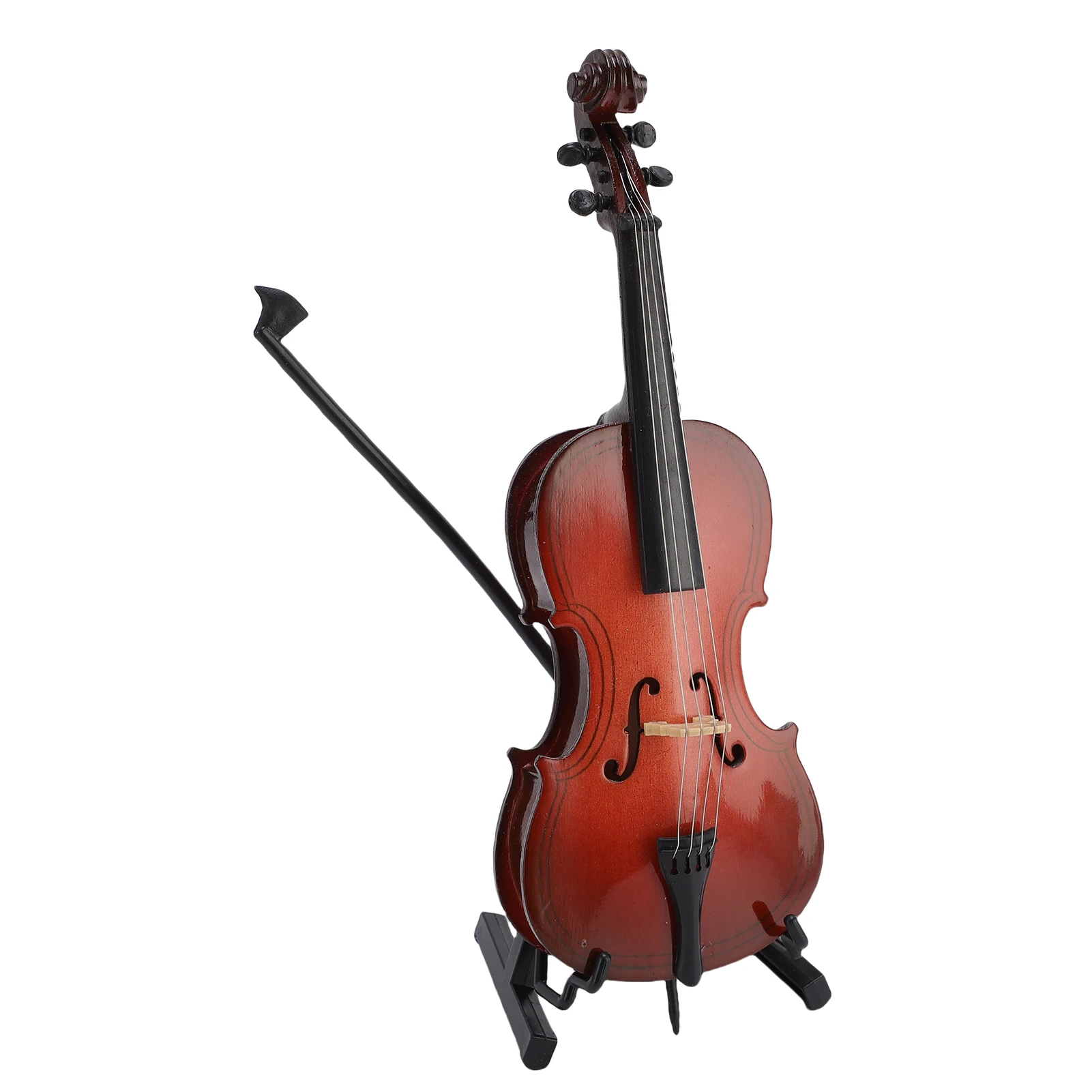 Miniature Cello Model With Stand Bow Case Wooden Mini Musical Instrument Replica For Bedroom Office Room Decoration