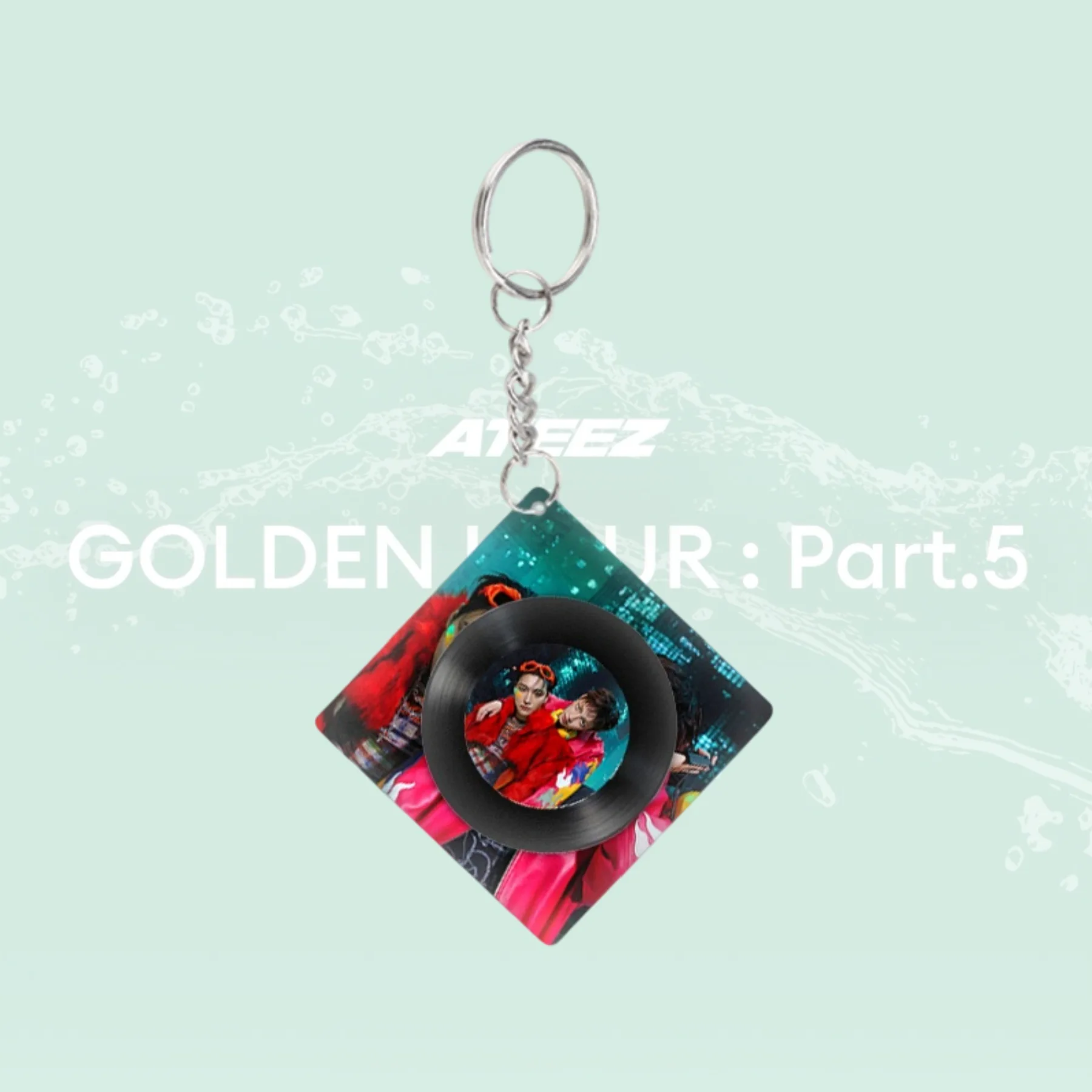 Idol ATEEZ New Album GOLDEN HOUR : Part.5 Rotating CD Acrylic Keychain Bag Ornament Mingi Yunho Seonghwa Jongho Wooyoung San
