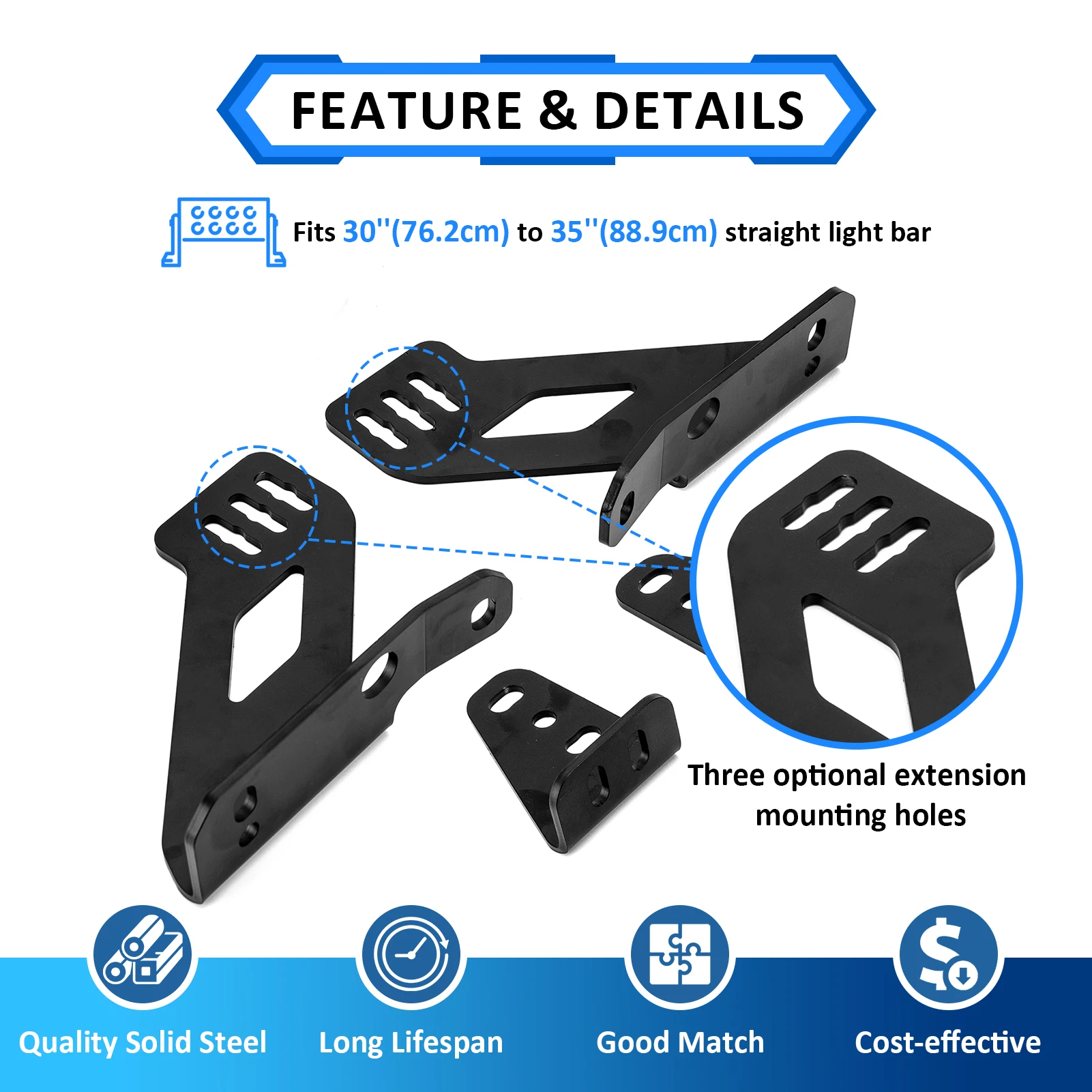 For 2021-2023 Ford F-150 Front Bumper LED Light Bar Mounting Bracket No Drill Fit 30-35