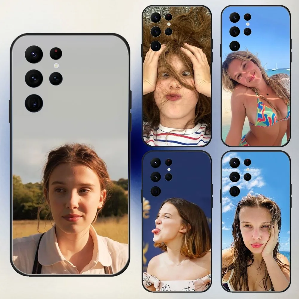 Millie Bobby Brown Phone Case For Samsung S24,23,22,30,21,10,9,Ultra,Plus,Lite,FE,5G Black Soft Case