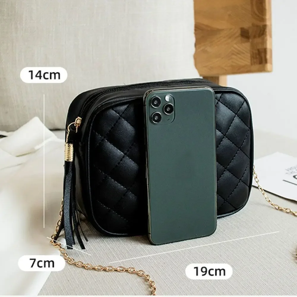 Tassel mała torba listonoszka dla kobiet Trend Lingge haft aparat damska torba na ramię modny łańcuszek damskie torby typu Crossbody