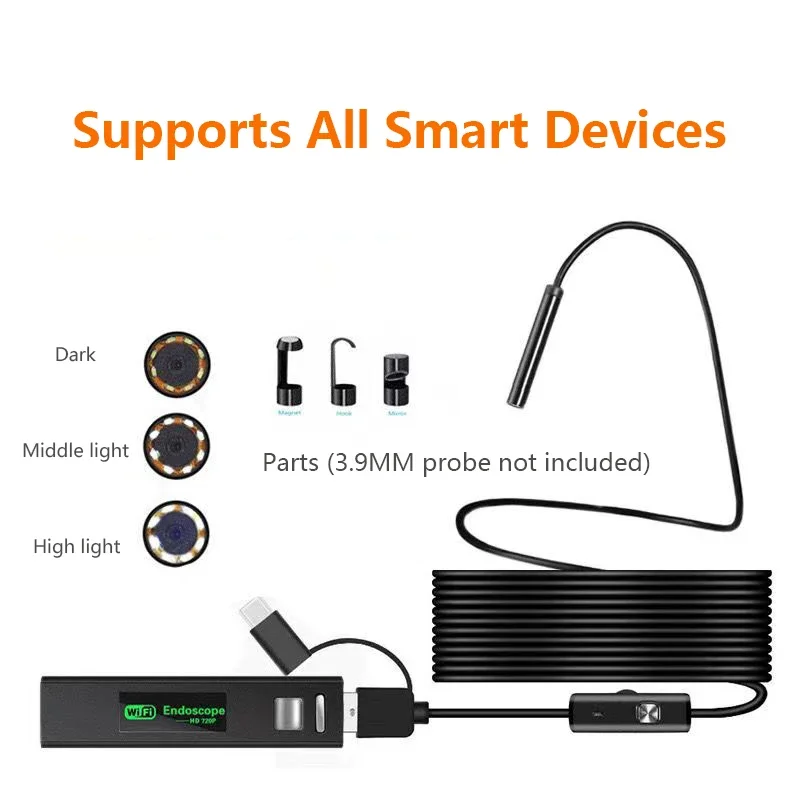 Kamera endoskopowa 1200P sonda 8mm/5,5mm/3,9mm 8LED/6LED do smartfona z systemem Android lub Windows port USB typu C endoskop przemysłowy