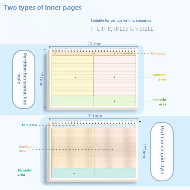 2 أنماط للقيام بقائمة دفتر 120 صفحة 60 ورقة سميكة خط علوي قابل للطي/دفتر شبكي لطلاب الجامعات والاستخدام اليومي للمكتب