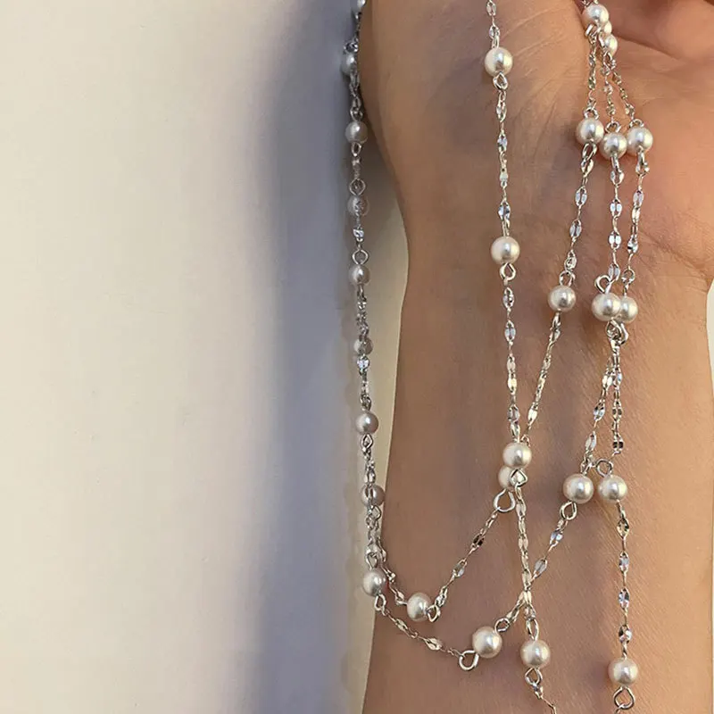 HI MAN 925 Sterling Silver Simple Gypsophila Pearl Pendant Necklace Women Trend Personality Hip Hop Party Jewelry