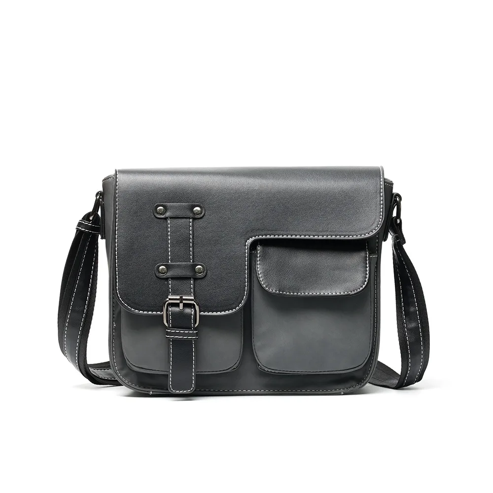 New Men's Small Crossbody Bag, Matte Leather Single-shoulder Bag, Multi-pocket Business Messenger Bag, Casual Retrocrossbody Bag
