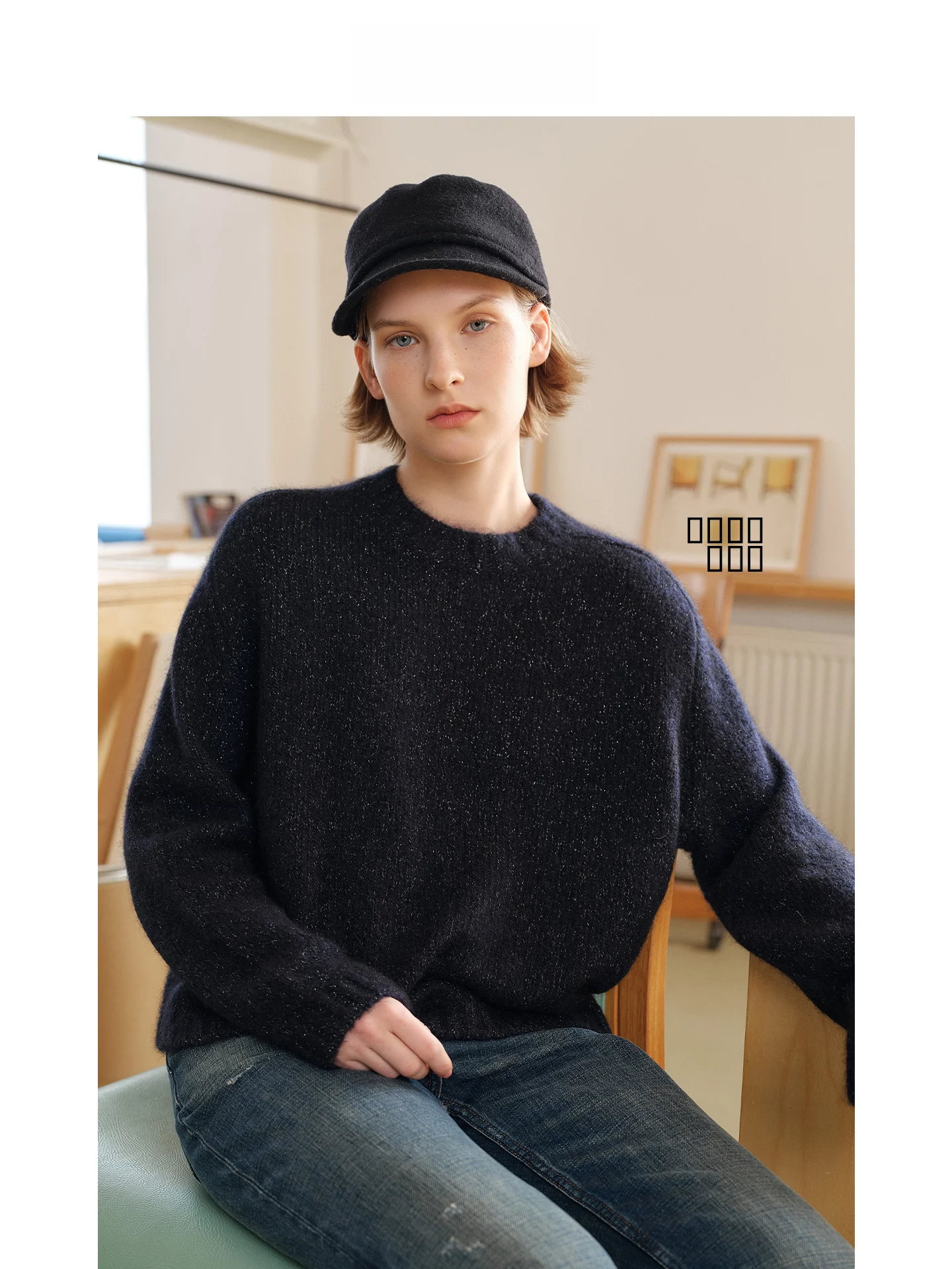 

Женский свитер-пуловер DE Mincollection с круглым вырезом, из смесовой шерсти, повседневный, комфортный, мягкий, с длинными рукавами