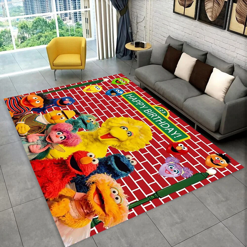 S-Sesam Street TV Niedlicher Cartoon-Teppich für Schlafzimmer, Wohnzimmer, Sofa, Zuhause, Fußmatte, Heimdekoration, Bereich Teppich, rutschfeste Bodenmatte, Geschenk