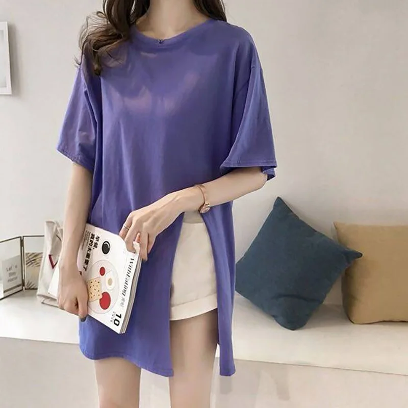 Stylish Solid Color All-match Irregular T-Shirt Female Clothing 2023 Summer New Oversized Casual Pullovers Tops Korean Tee Shirt