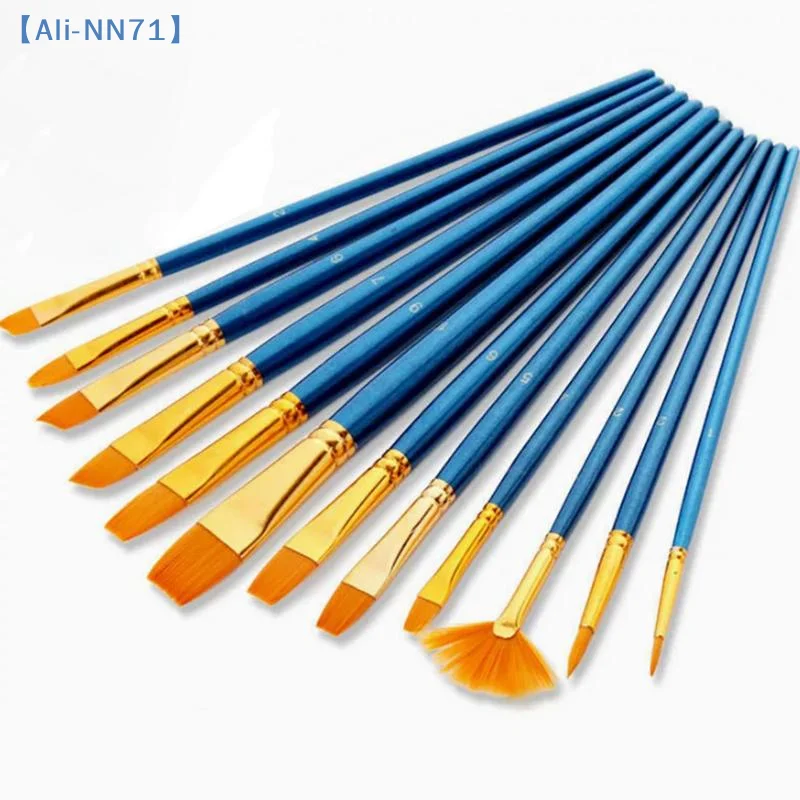 【NN71】Detail Painting Brushes Set Professional Round Flat Nylon Hair Watercolor Paint Brush Artists Oil Painting Tool