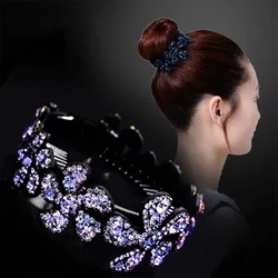 Crystal Rhinestone Hair Claws for Women Flower Hair Clips Barrettes Crab Ponytail Holder Hairpins Bands Hair Accessories 1pcs