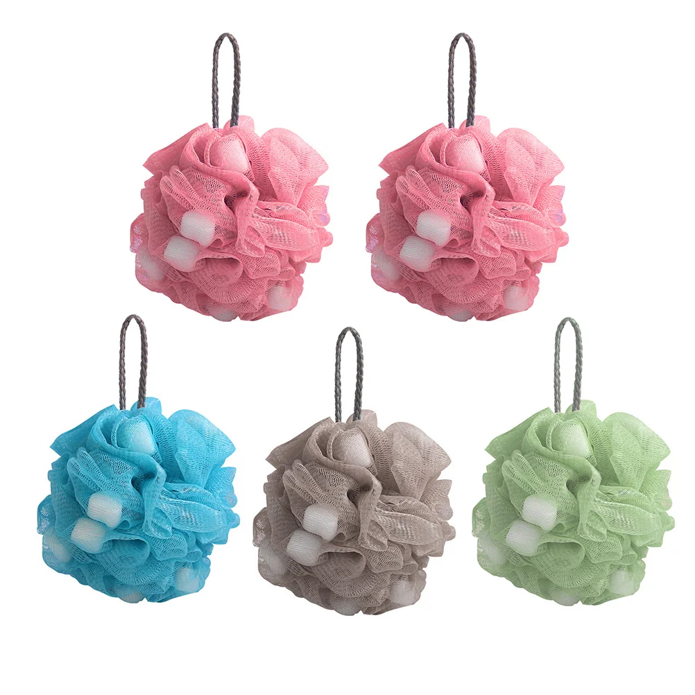 

5Pcs Scrubbing Bath Balls Soft Thick Pe Sponge Shower Flower Household Shower Bathing Supplies Exfoliating Bathroom Accessories
