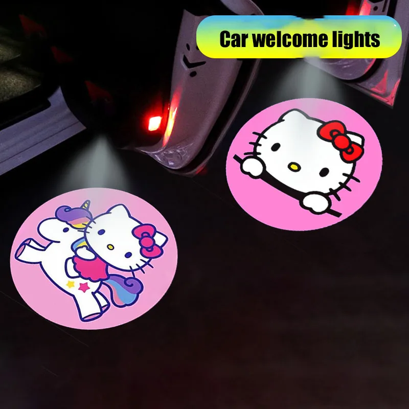 

Hellokitty Welcome Light Kawaii Child Toy Automatic Sensing Laser Projection Floor Light Opening Car Door Automotive Interior