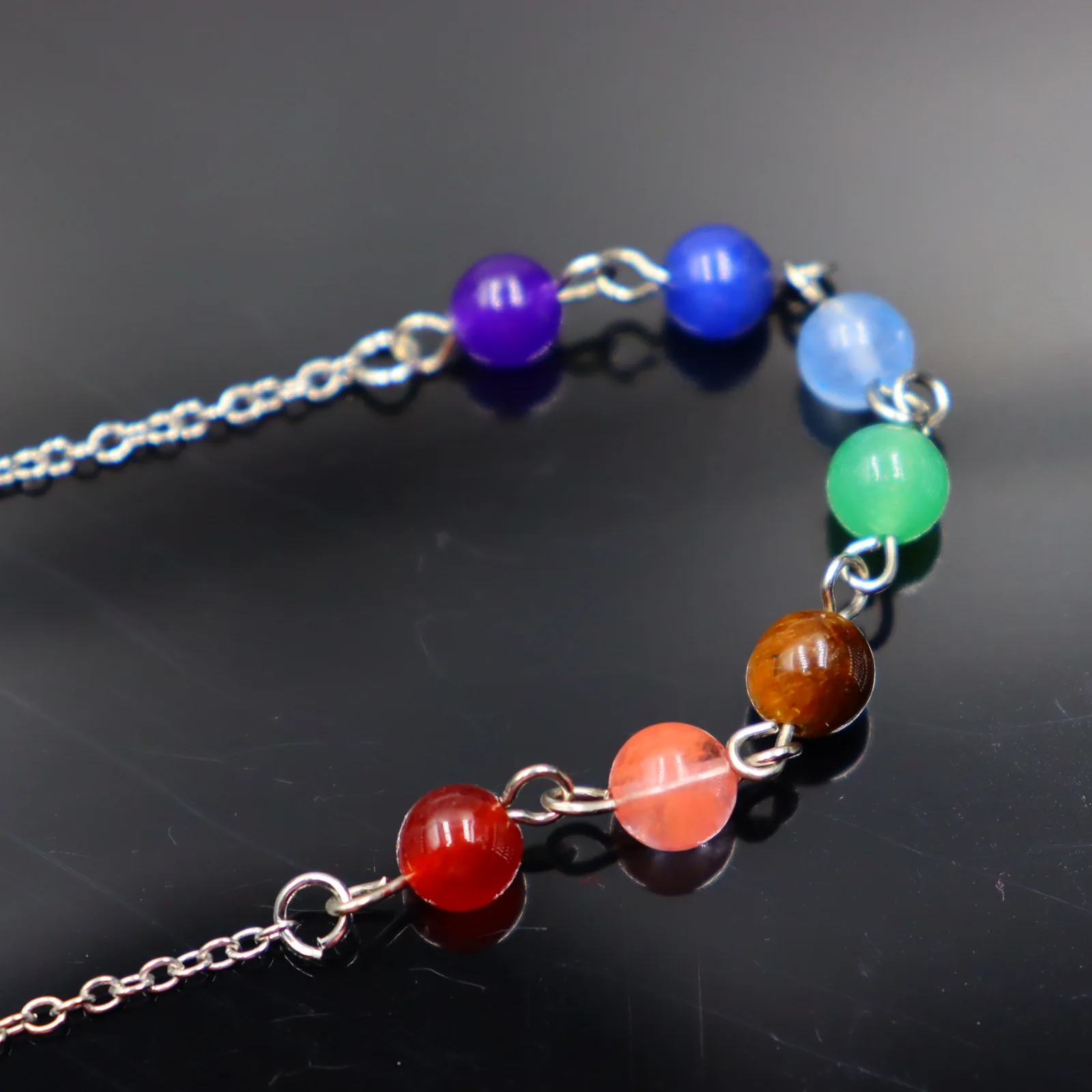 7 Color Beads Chakra Chain Hollow Bead Pendulum Chain Power Stone Pendulum Pendant Accessories Chain