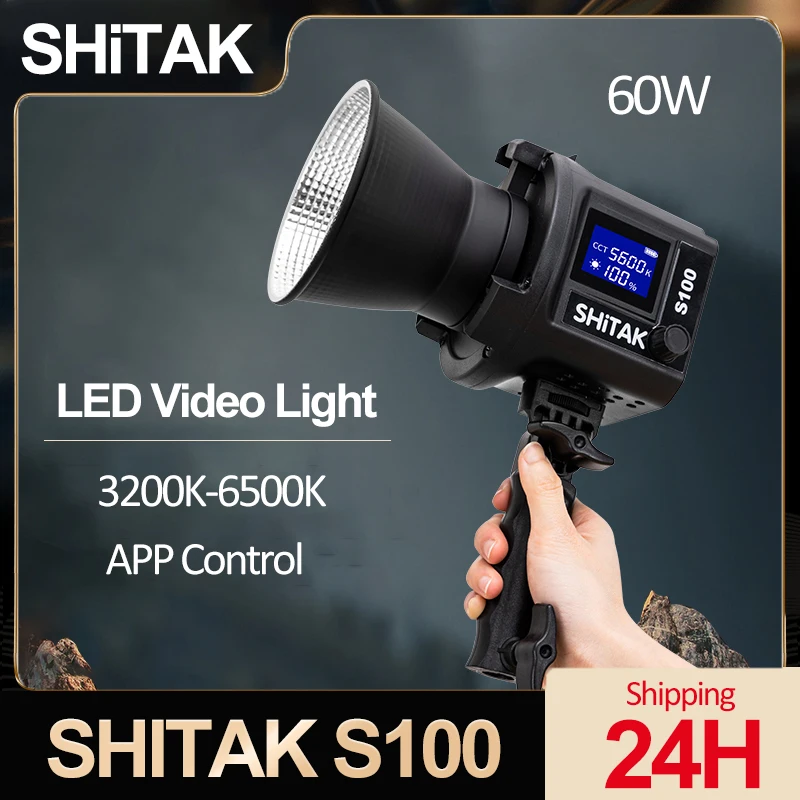 SHiTAK S100 LED Video Light 3200-6500k Studio Photo Lamp Ultra Light Photography Light 60W Camera Light for Tiktok Youtube