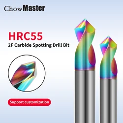 Chowmaster 1PC HRC55 Carbide Center Drill Bit 2F DLC Coating Tungsten Steel 90 Degree 50 60 75mm Chamfering Drill for Aluminum
