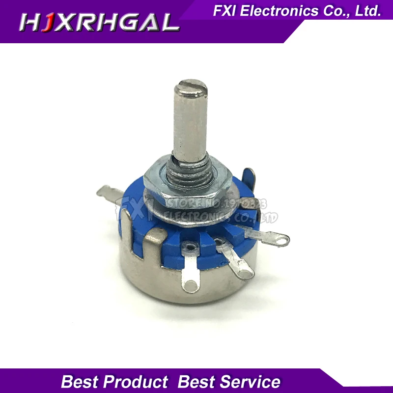 2pcs WH5-1A 220k ohm 3-Terminals Round Shaft Rotary Taper Carbon Potentiometer