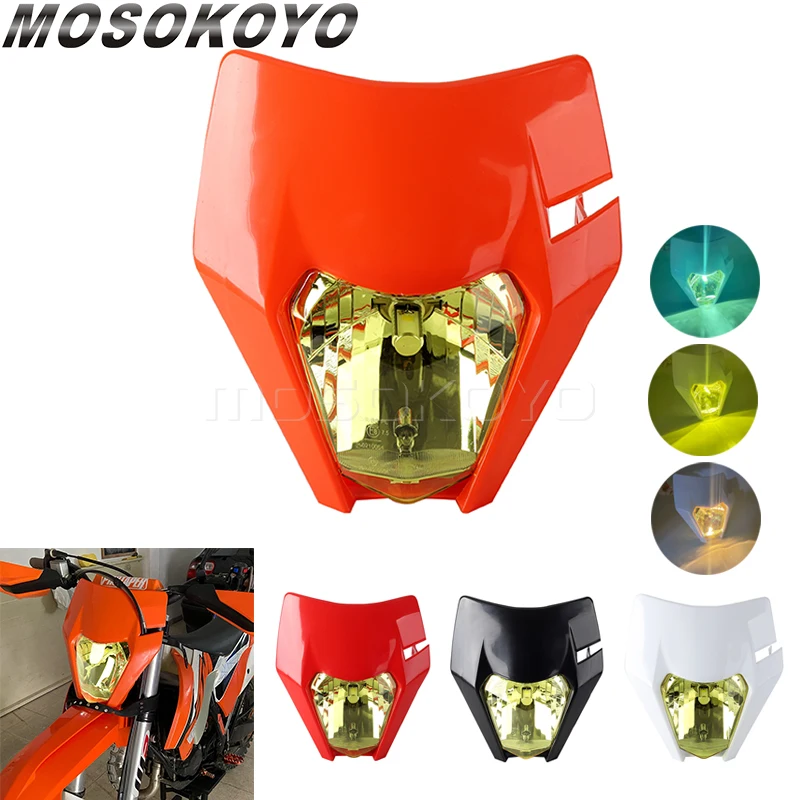 Motorcycle LED Headlamp Head Light Supermoto Fairing For XC-W EXC SXF MX TE TC TX FE FC 125-690 Dirt Bike Enduro LED Headlight