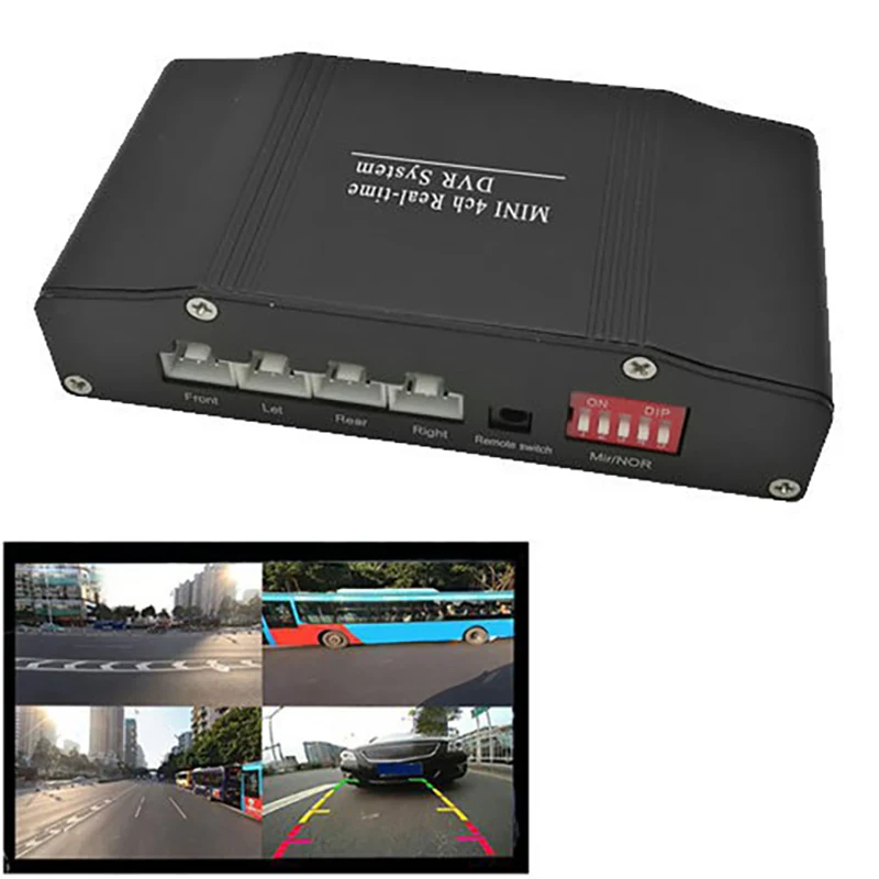 

Car DVR Recorder Parking Assistance 4 Way Video Switch Combiner Box 360 Degrees Support L/R/Front/Rear View Camera