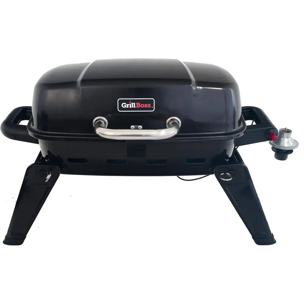 

Portable Gas Grill, 10,000 BTU Tabletop BBQ with Porcelain Coated Grate for Outdoor Cooking and Camping