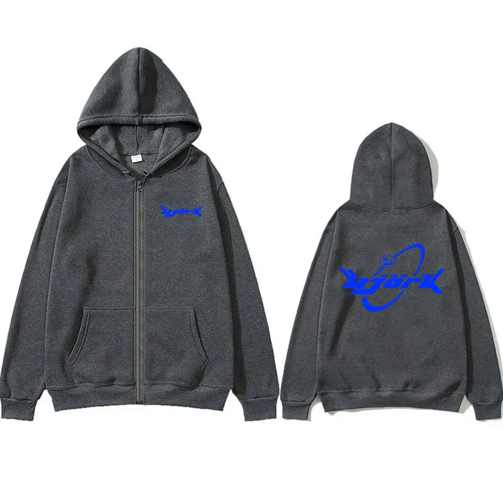 Singer Bjork Graphic Zipper Hoodie Men Women Vintage Y2k Trend Zip Up Jacket Male Hip Hop Oversized Hoodies Unisex Streetwear