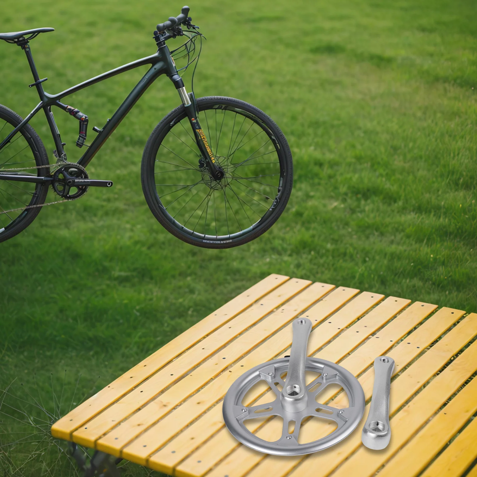 

AL6061 Aluminum Crankset Single Speed Crankset Compatible With 8-10spd Easy Replacement Part Lightweight Crankset Protector 46T