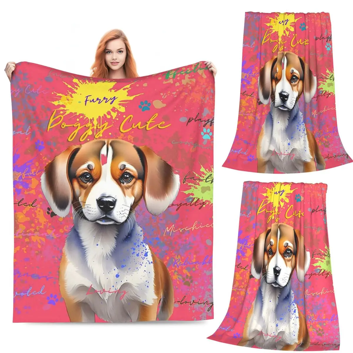 

Beagle Expressions A Burst Of Color Blanket Fleece Sofa Throw Blanket Super Soft for Home Bedroom Office Throws Bedspread Quilt