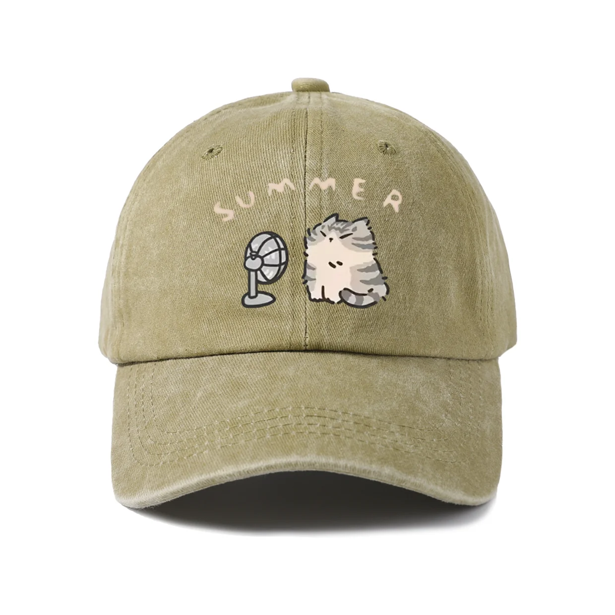 Whimsical Creature Illustration Baseball Cap, Vintage Washed Adjustable Unisex Dad Hat, Streetwear Gift