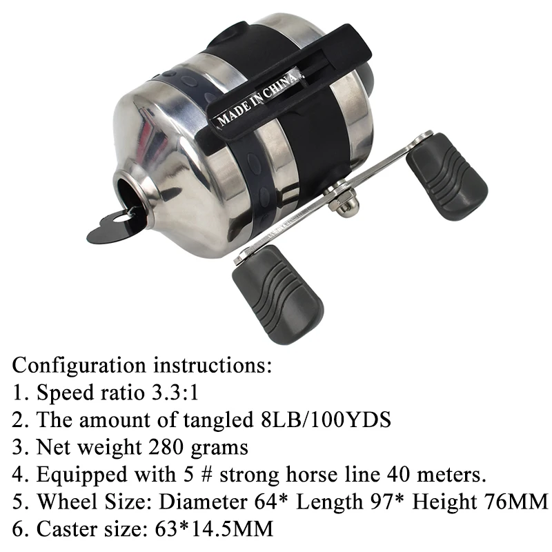 Imagem -06 - Carretel Giratório Bl25 para Estilingue Roda de Metal Fechada Punho Reversível Esquerdo e Direito 3.3:1 Gear Ratio Linha Forte 40m 0.37 mm 50lb