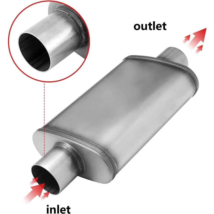 كاتم صوت عادم بمخرج مدخل 2.5 بوصة كاتم صوت مستقيم من خلال الأداء مع تصميم عالمي من الفولاذ المقاوم للصدأ لتحسين Ve