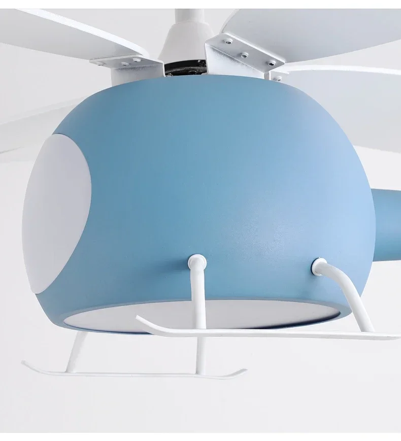 子供の寝室用のヘリコプターランプ,青とピンクのシーリングファン