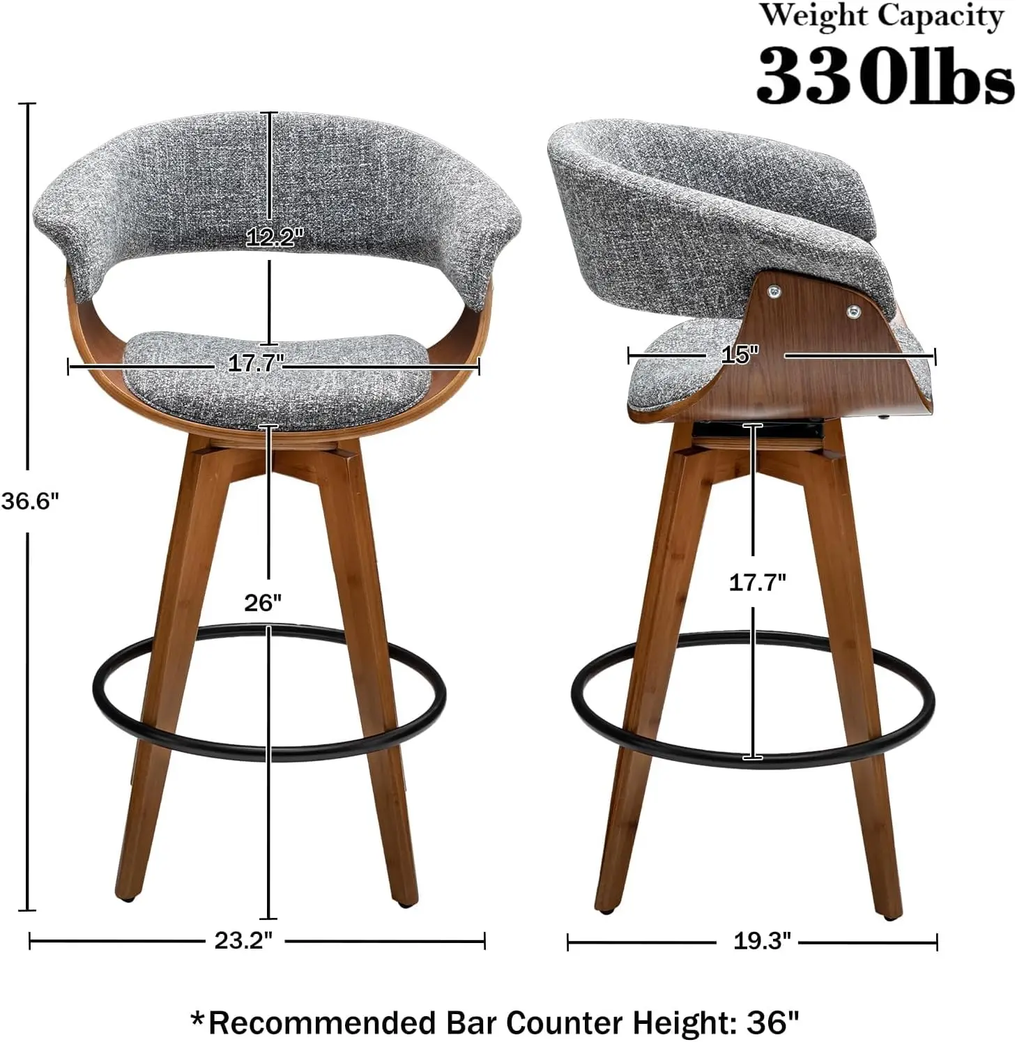 Sted Bar Rack OL Set of 2,Counter Recommend Bar Runway ols,26 "Impact Bar Runway ols with Hollow Back and Wooden Legs,Bar Runway ols