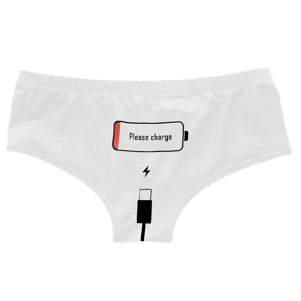 Sexy Briefs Low-rise Breathable Women Briefs Phone Charge Print Panties For Daily Wear